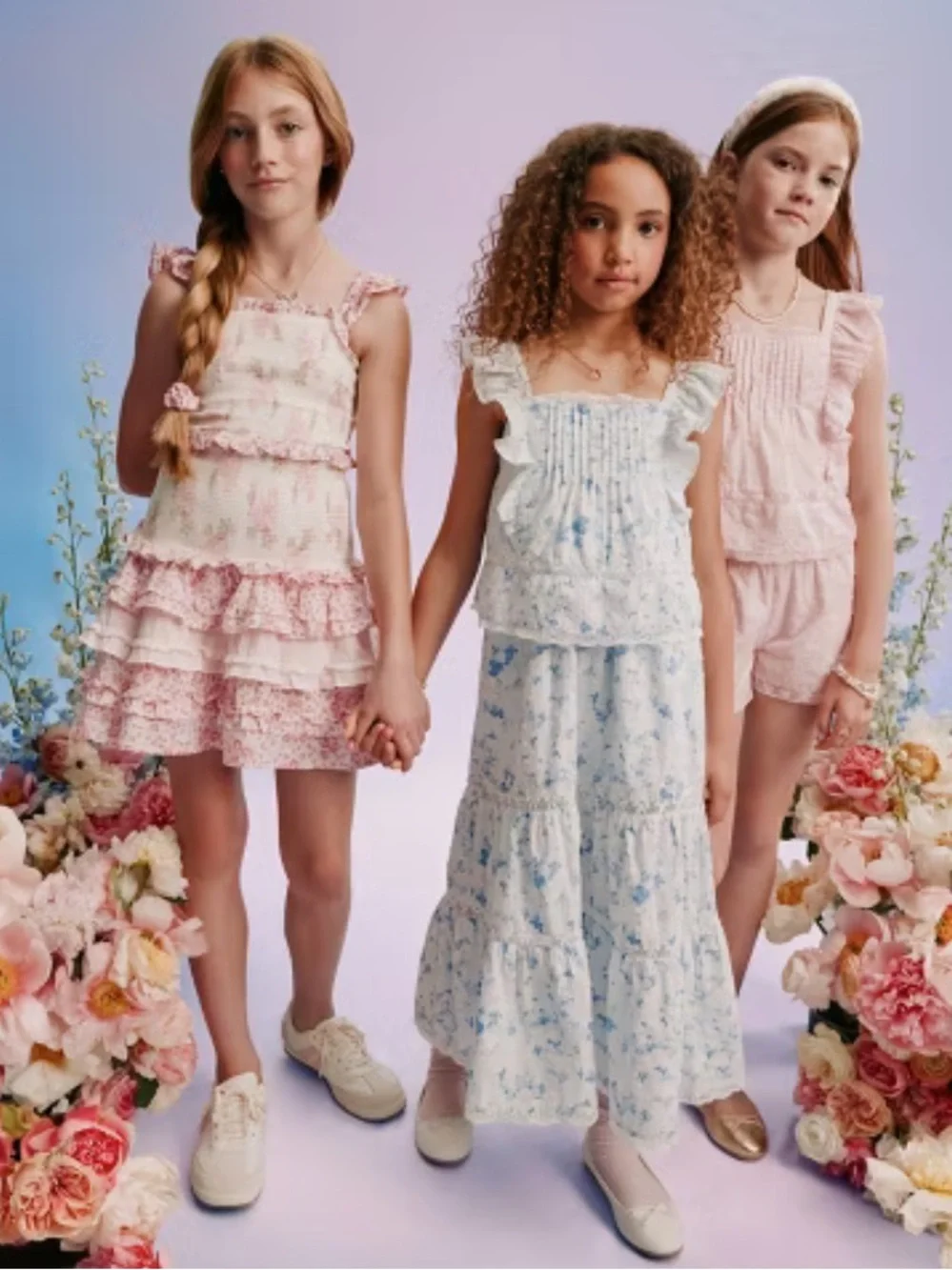 LoveShackFancy x Target Girls Clara Budding Florals Tiered Skirt Size 14 NWT
